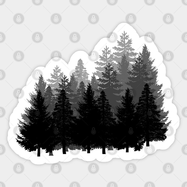 Love to hike in the forest - Pine Trees Sticker by HappyGiftArt